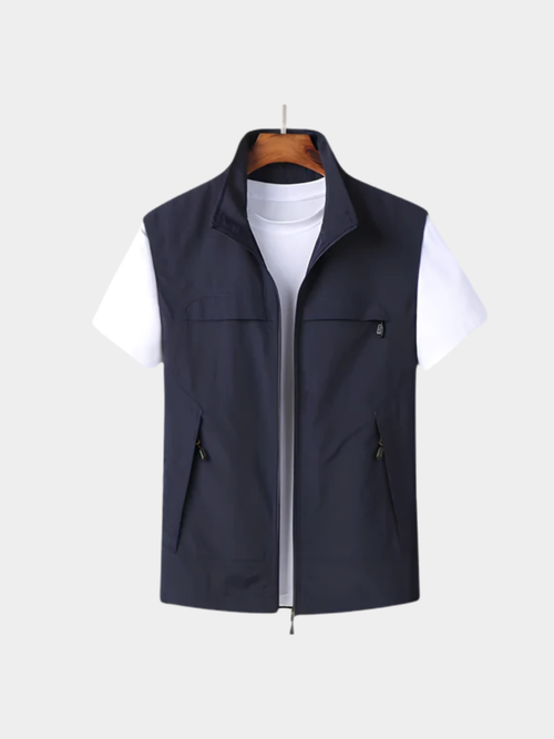 Men’s Multi-Pocket Gilet Jacket with Zip Closure