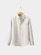 Men’s Solid Gray Button-Up Shirt with Chest Pocket