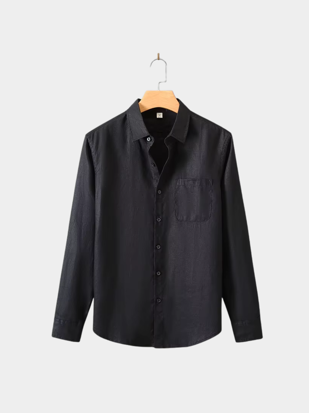 Men’s Solid Gray Button-Up Shirt with Chest Pocket