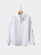 Men’s Solid Gray Button-Up Shirt with Chest Pocket
