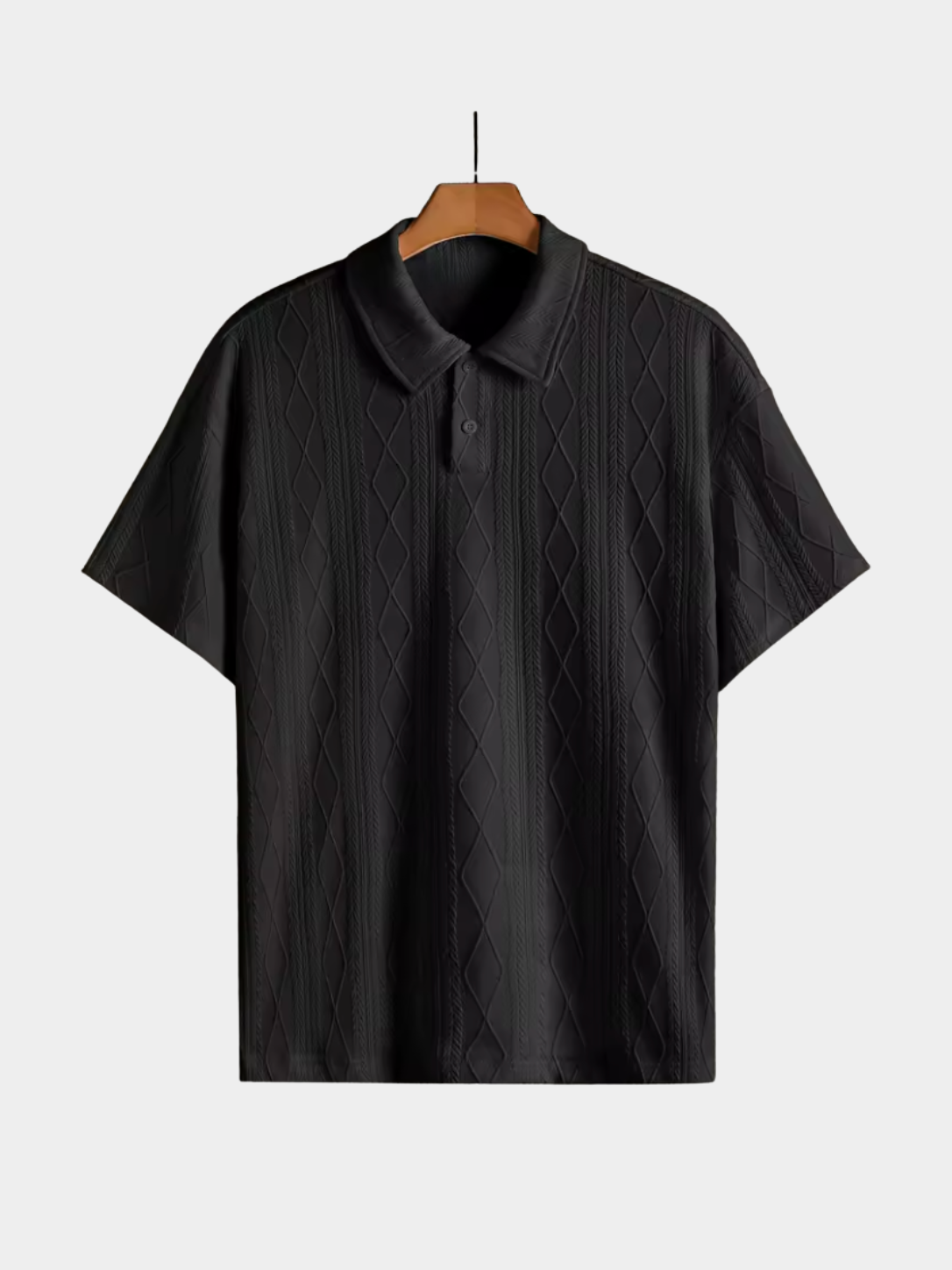 Men’s Textured Short Sleeve Zip Polo Shirt
