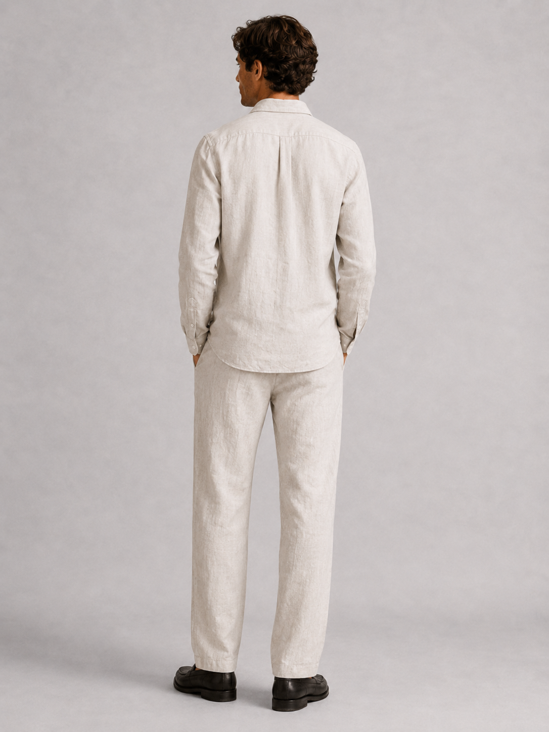 Men’s Two Piece Set with Long Sleeve Shirt and Trousers