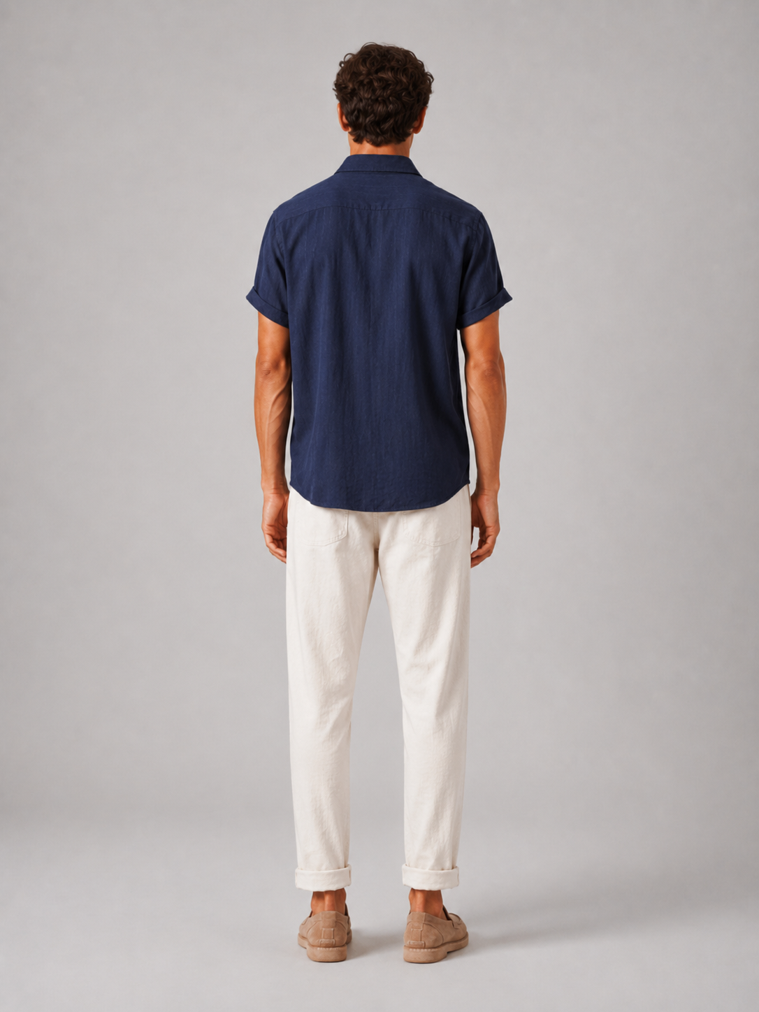 Men’s Two Piece Set with Short Sleeve Shirt and Trousers