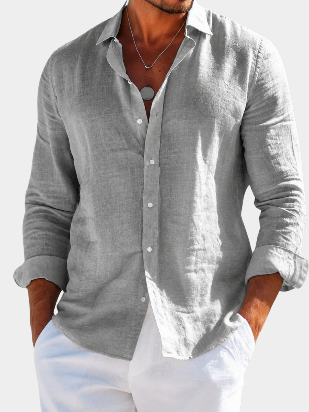 Men’s Blend Long Sleeve Shirt with Button Closure