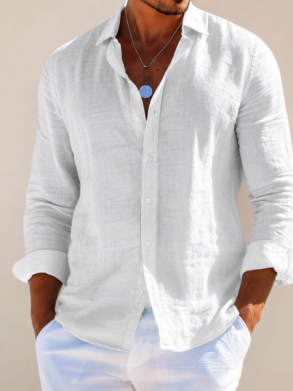 Men’s Blend Long Sleeve Shirt with Button Closure
