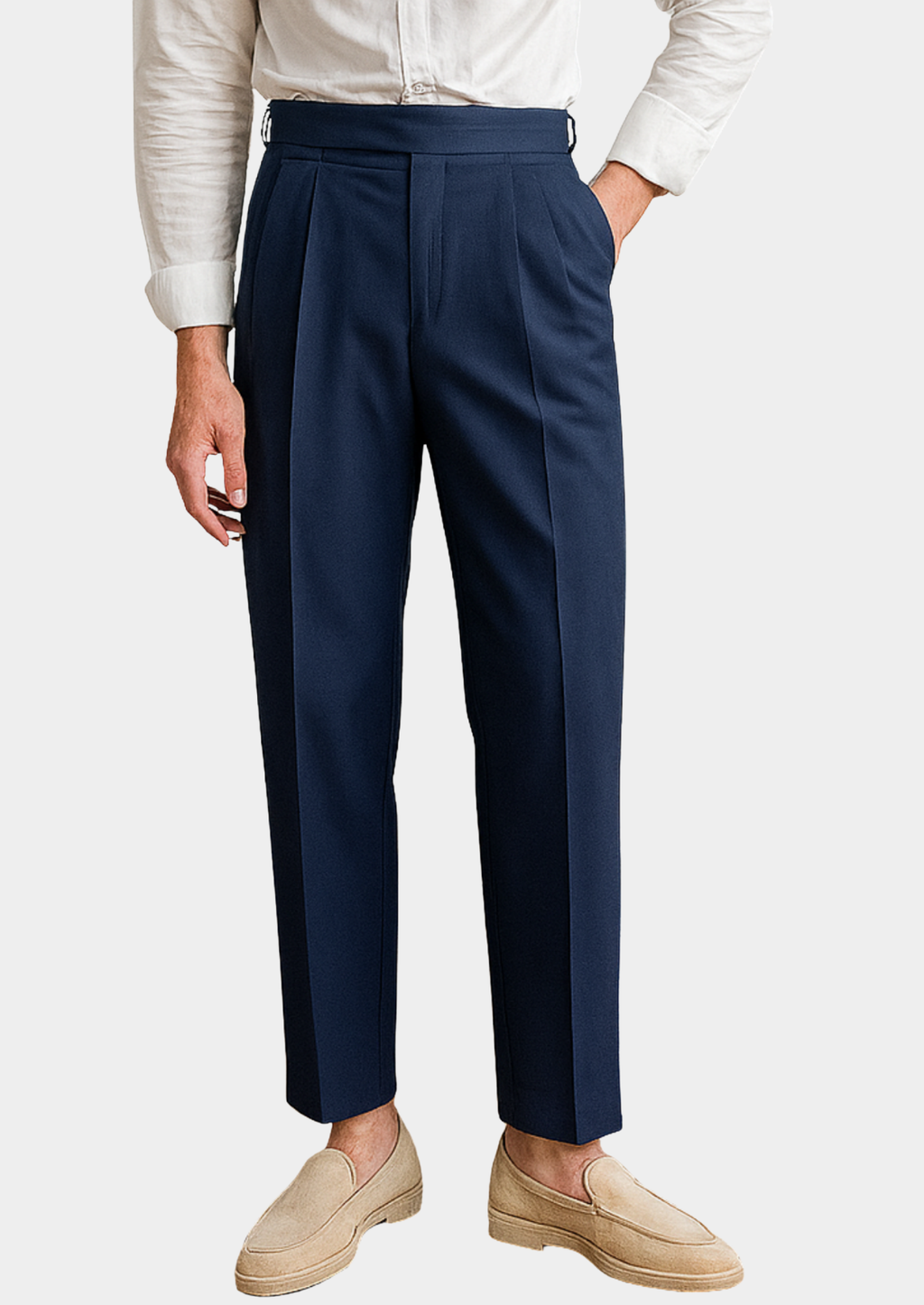 Men’s High-Waist Pants with Slim Fit and Tapered Leg