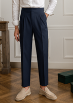 Men’s High-Waist Pants with Slim Fit and Tapered Leg