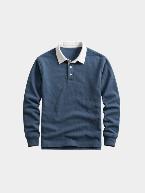 Men’s Knit Polo Shirt with Collar and Button Placket