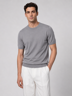 Men’s Knitted Shirt with Ribbed Trim