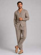 Men’s Shirt and Trousers Set with Button-Front Shirt