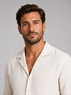 Men’s Shirt and Trousers Set with Button-Front Shirt