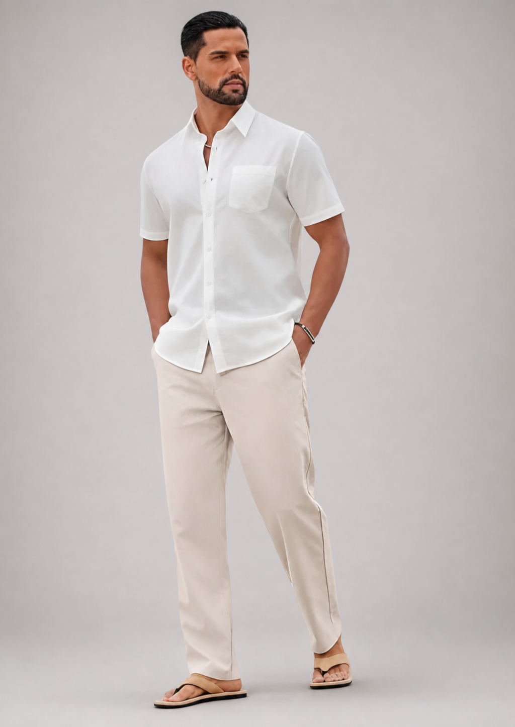 Men’s Pants with Elastic Waistband and Relaxed Fit