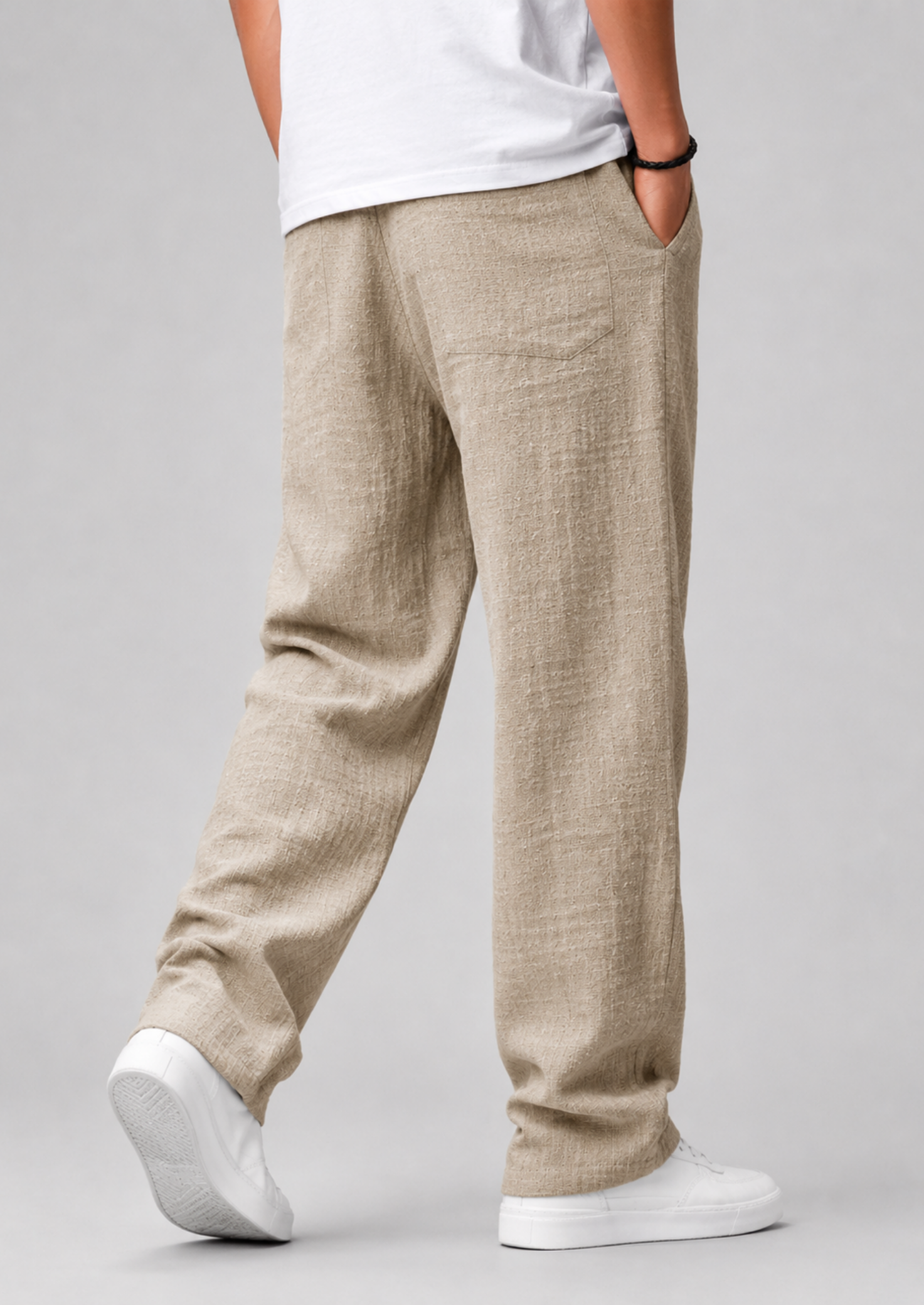 Men’s Straight-Leg Pants with Badge Detail