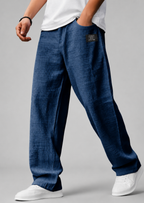 Men’s Straight-Leg Pants with Badge Detail