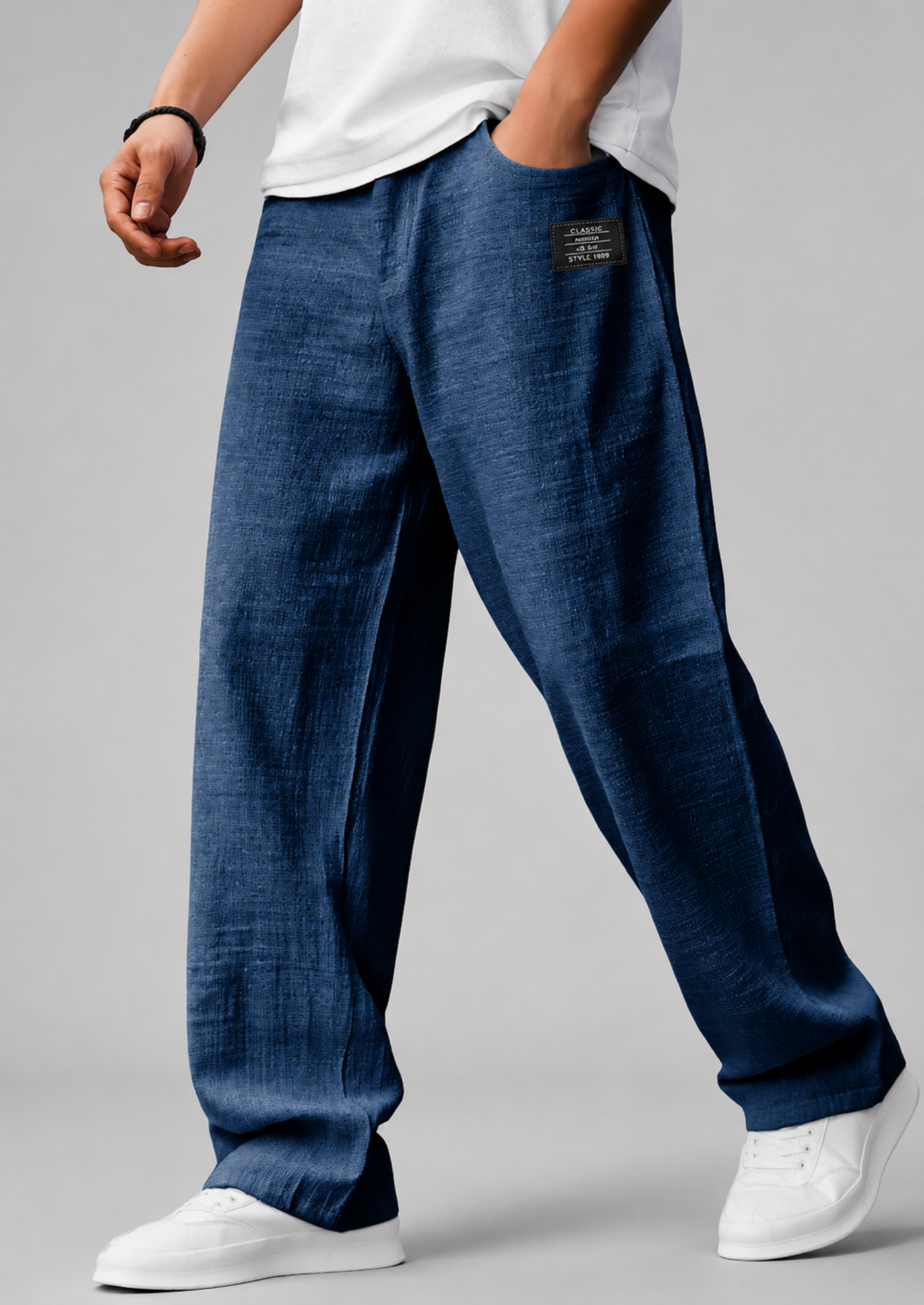 Men’s Straight-Leg Pants with Badge Detail