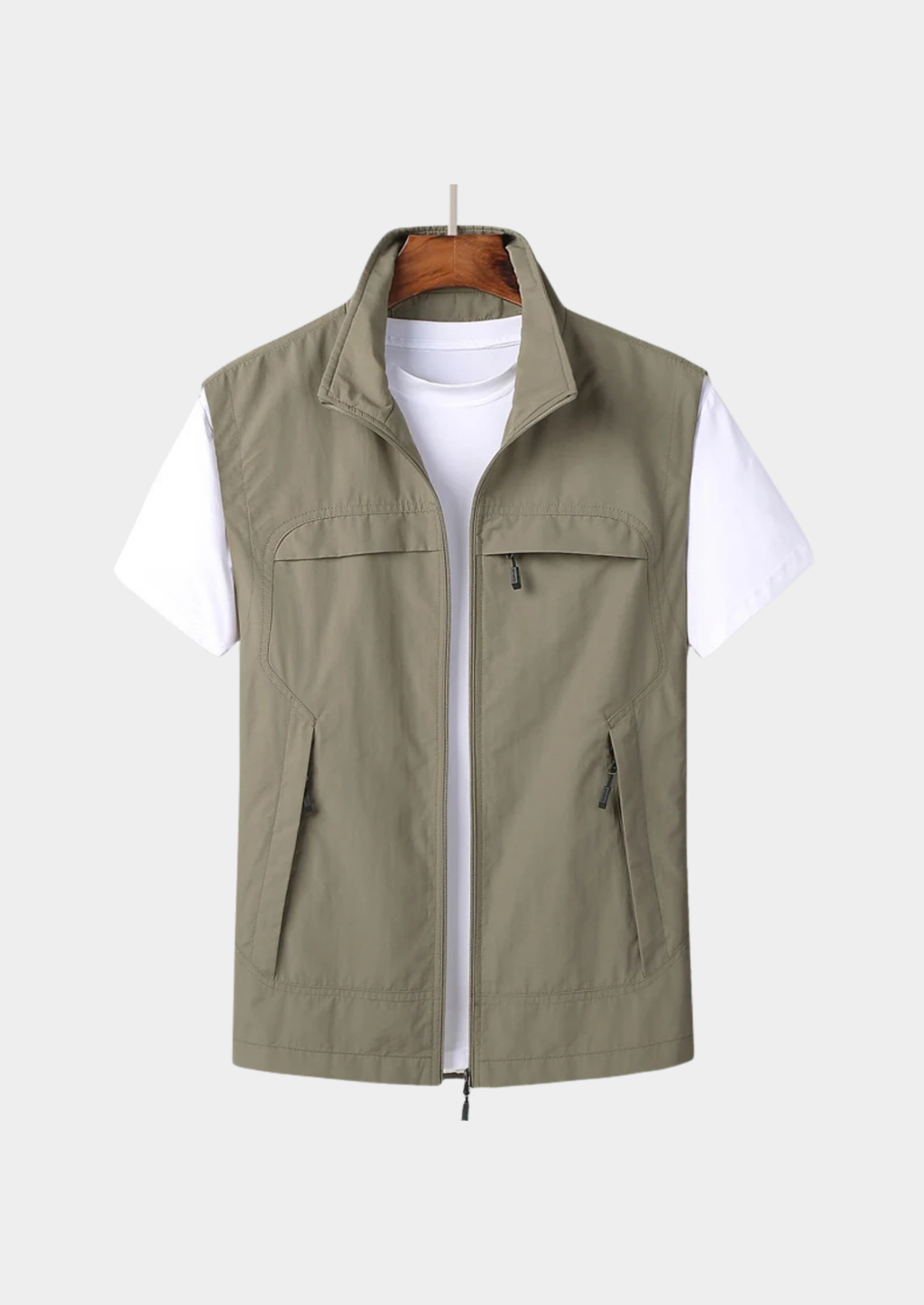 Men’s Gilet Jacket with Zipper and Multiple Pockets