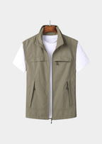 Men’s Gilet Jacket with Zipper and Multiple Pockets