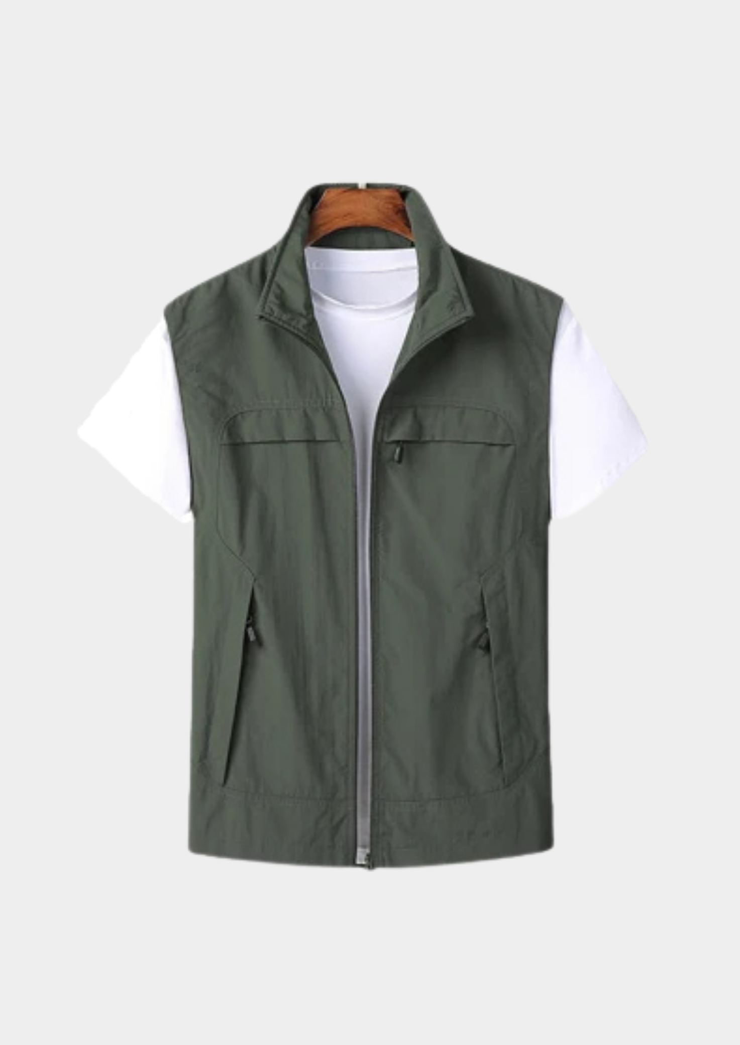 Men’s Gilet Jacket with Zipper and Multiple Pockets