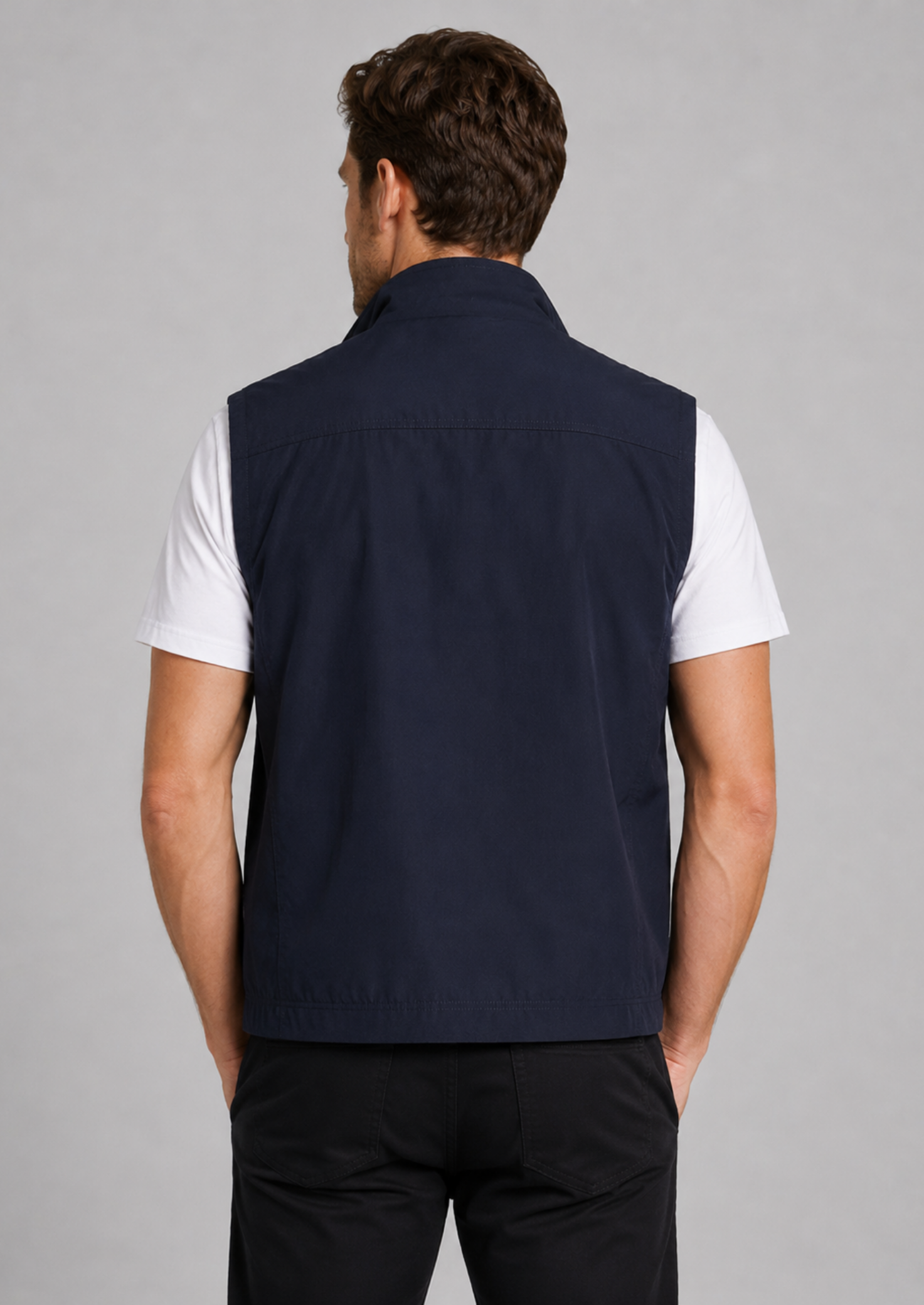 Men’s Gilet Jacket with Zipper and Multiple Pockets