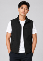 Men’s Gilet Jacket with Zipper and Multiple Pockets