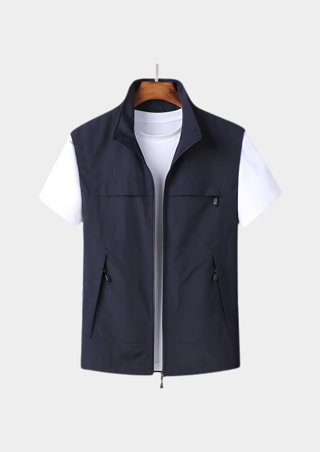 Men’s Gilet Jacket with Zipper and Multiple Pockets