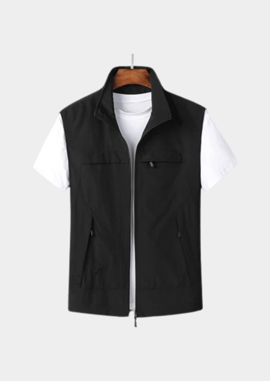 Men’s Gilet Jacket with Zipper and Multiple Pockets
