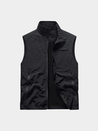 Men’s Gilet Jacket with Zipper and Turn-Down Collar