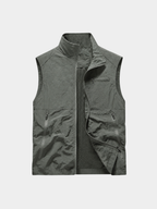 Men’s Gilet Jacket with Zipper and Turn-Down Collar