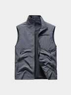 Men’s Gilet Jacket with Zipper and Turn-Down Collar