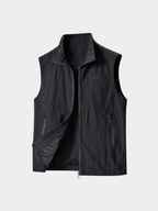Men’s Gilet Jacket with Zipper and Turn-Down Collar