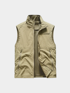 Men’s Gilet Jacket with Zipper and Turn-Down Collar