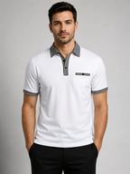 Men’s Polo Shirt with Contrast Collar and Short Sleeves