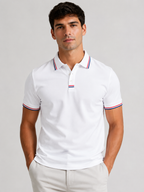 Men’s Polo Shirt with Striped Collar and Short Sleeves