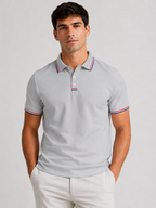 Men’s Polo Shirt with Striped Collar and Short Sleeves