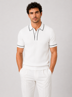 Men’s Ribbed Polo Shirt with Contrast Trim