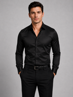 Men’s Button-Front Shirt with Long Sleeves