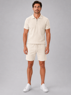 Men’s Polo and Shorts Set with Zip Collar