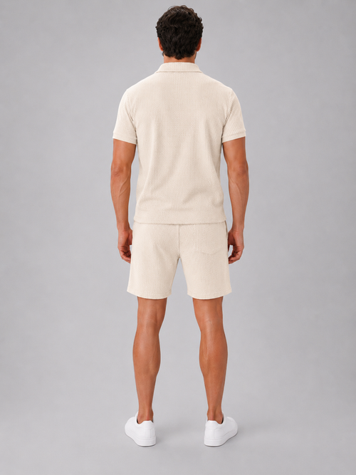 Men’s Polo and Shorts Set with Zip Collar
