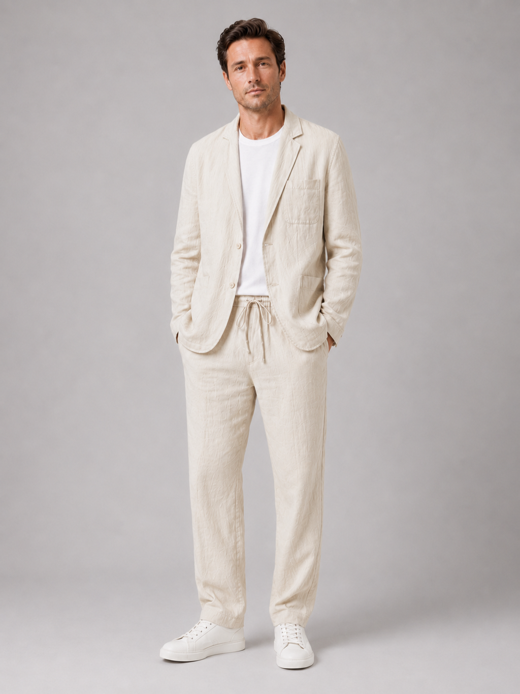 Men’s Two-Piece Set with Drawstring Trousers