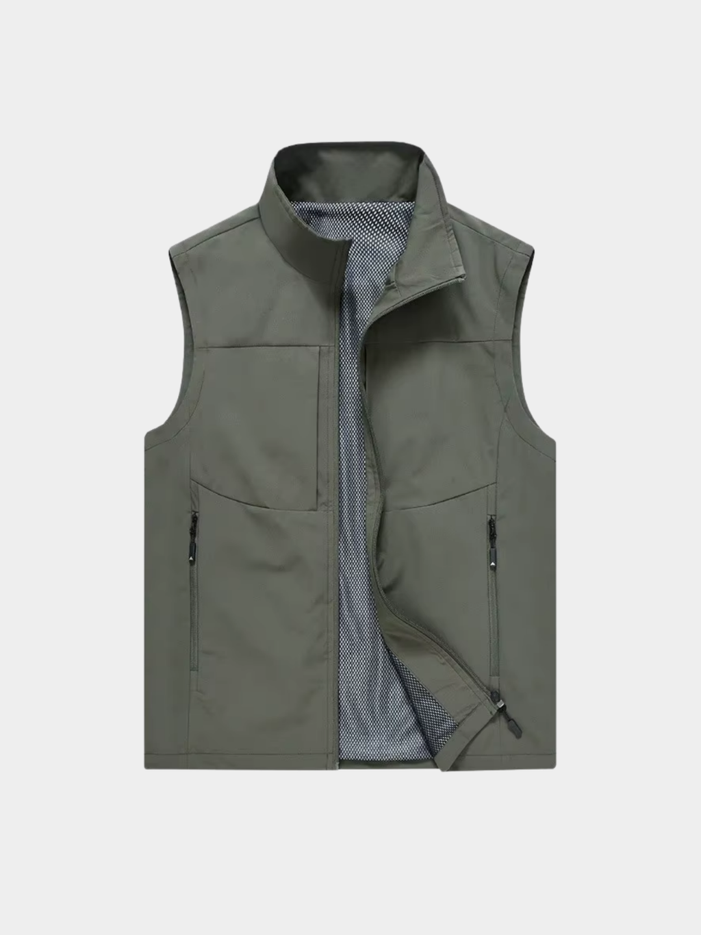 Men’s Utility Gilet Jacket with Stand Collar and Pockets