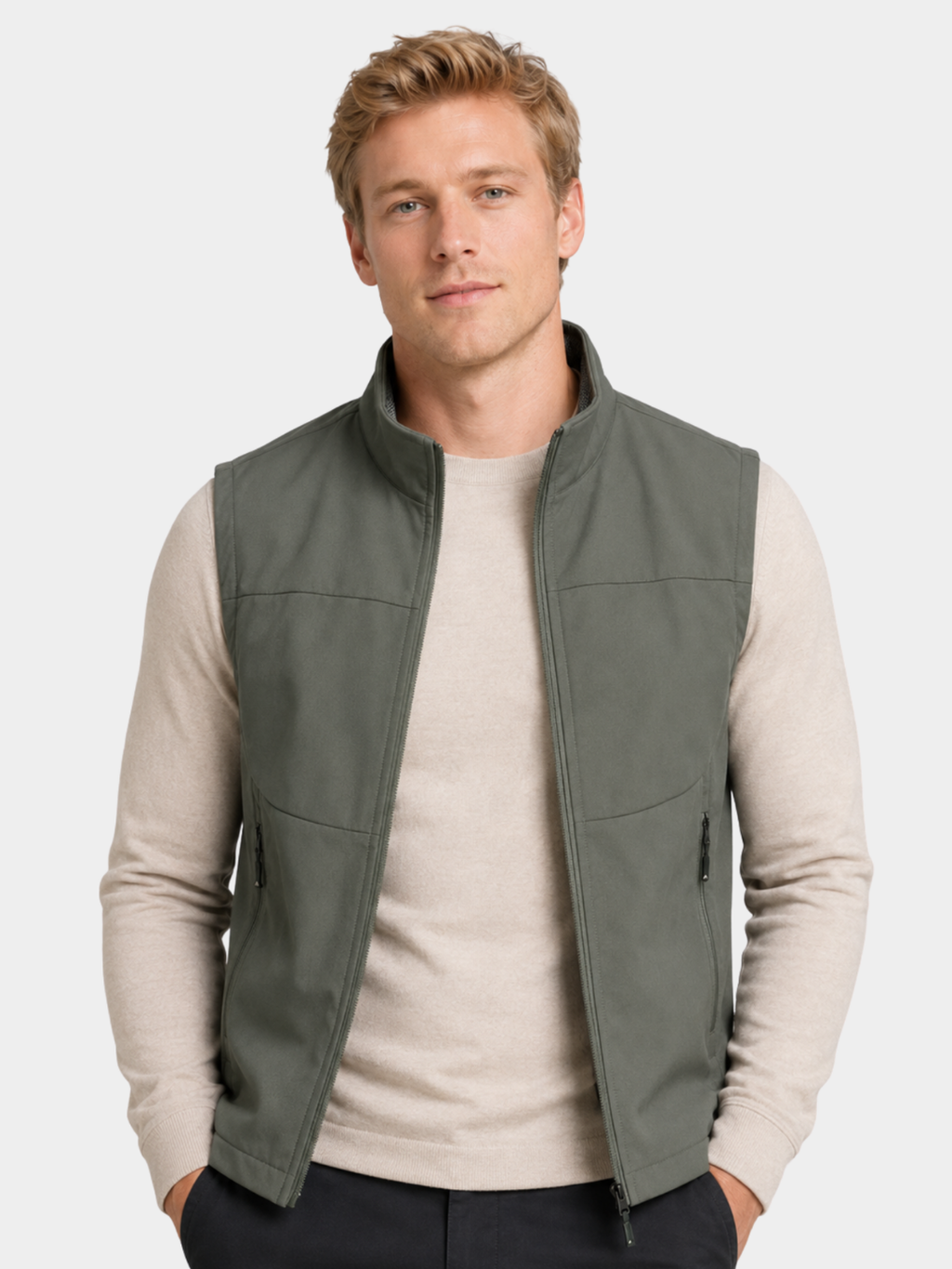 Men’s Utility Gilet Jacket with Stand Collar and Pockets
