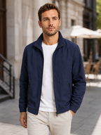 Men’s Summer Zip Front Jacket with Stand Collar