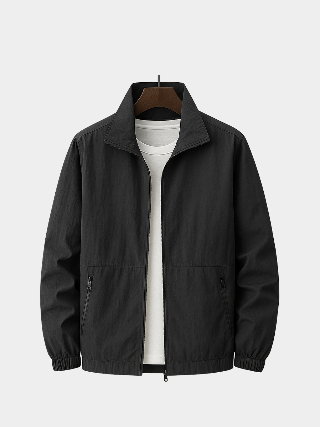 Men’s Summer Zip Front Jacket with Stand Collar