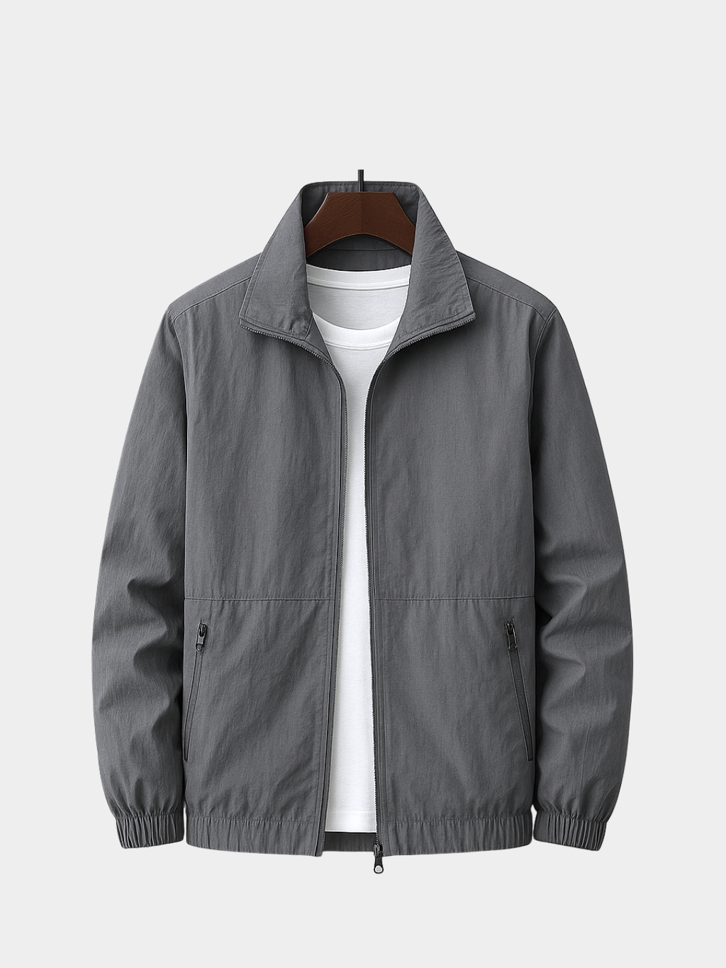 Men’s Summer Zip Front Jacket with Stand Collar