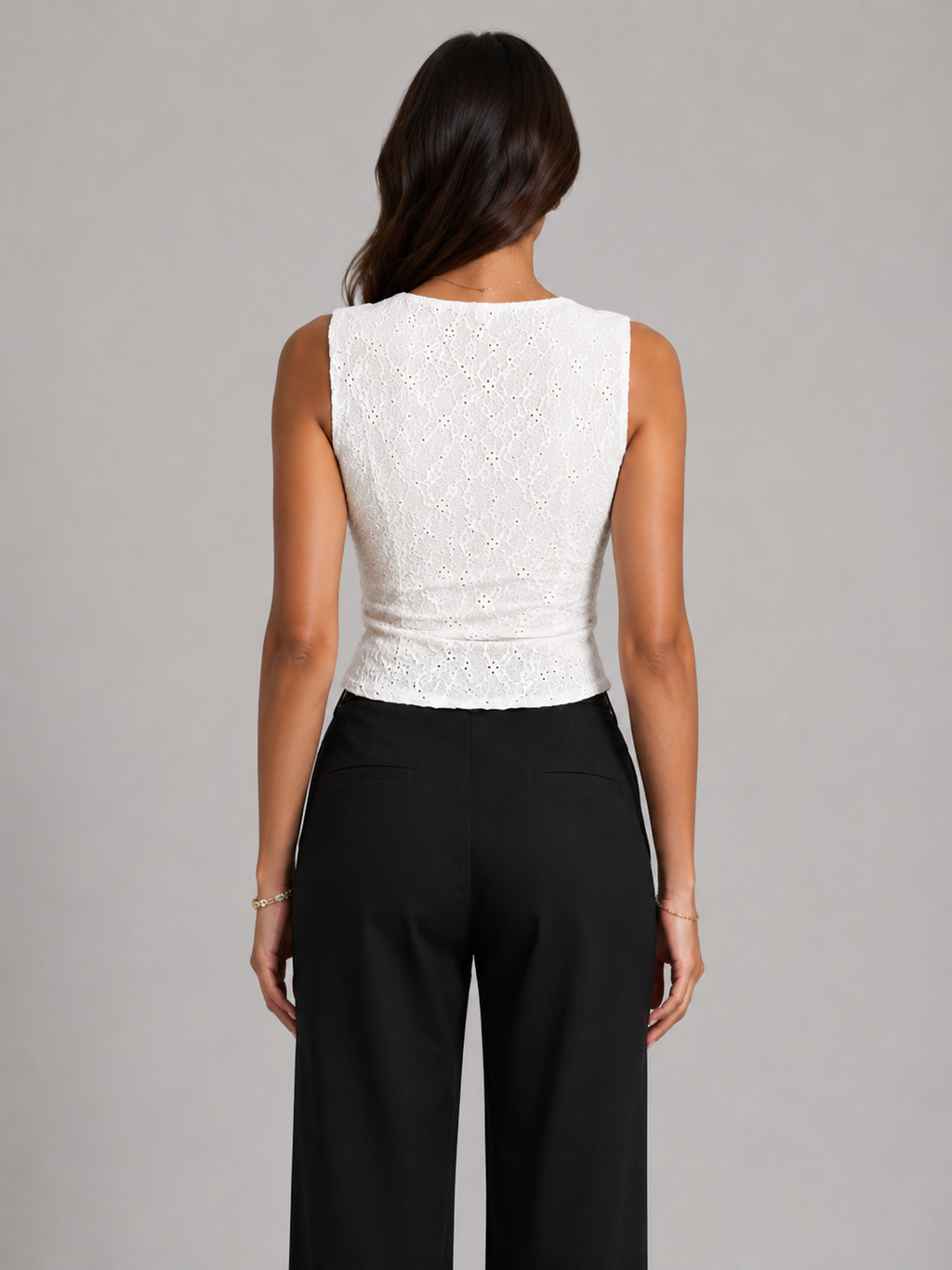 Women’s Lace Tank Top with Asymmetrical Hem