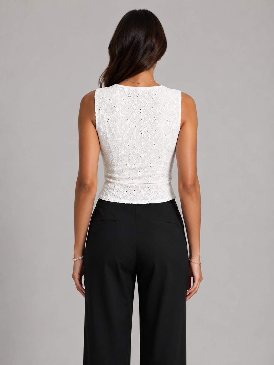 Women’s Lace Tank Top with Asymmetrical Hem
