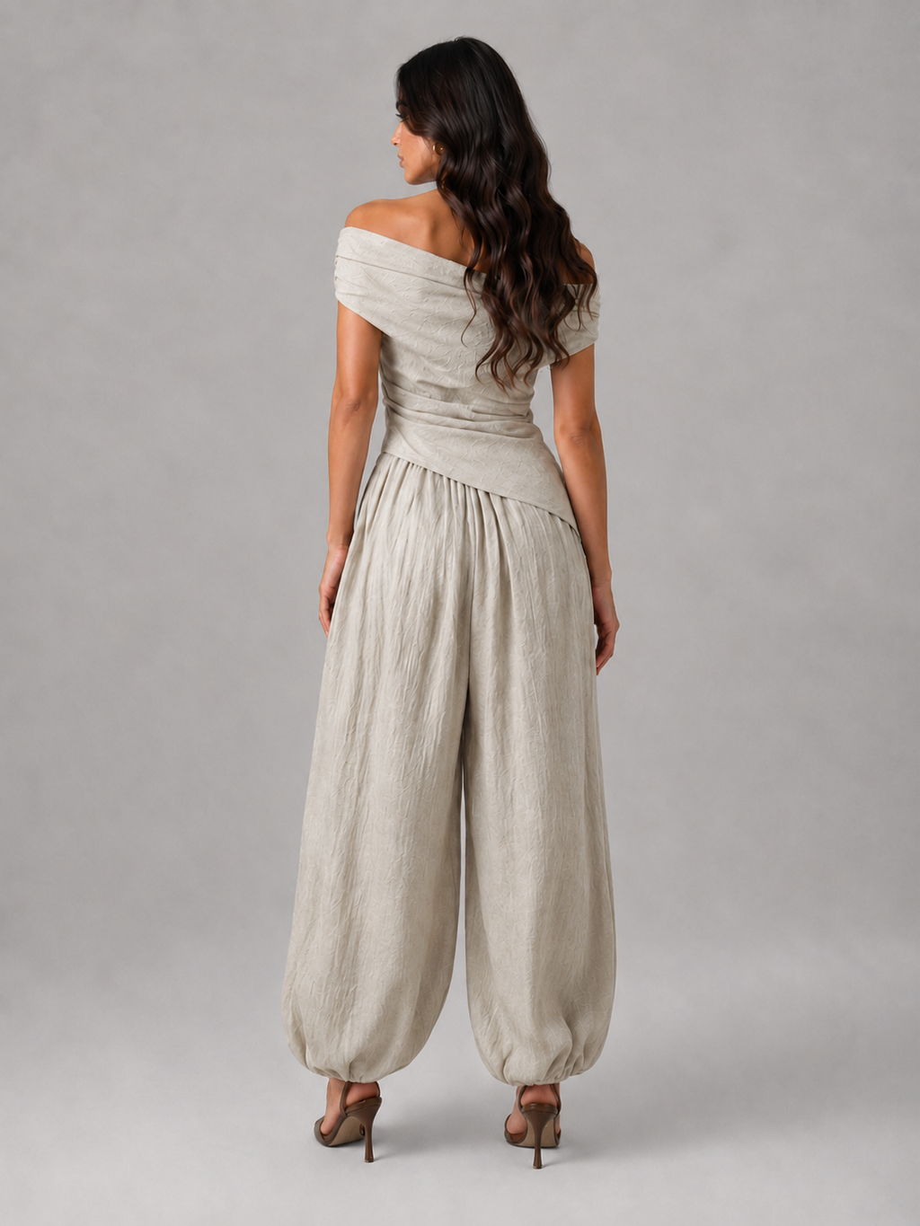 Women’s Off-Shoulder Two Piece Trouser Set