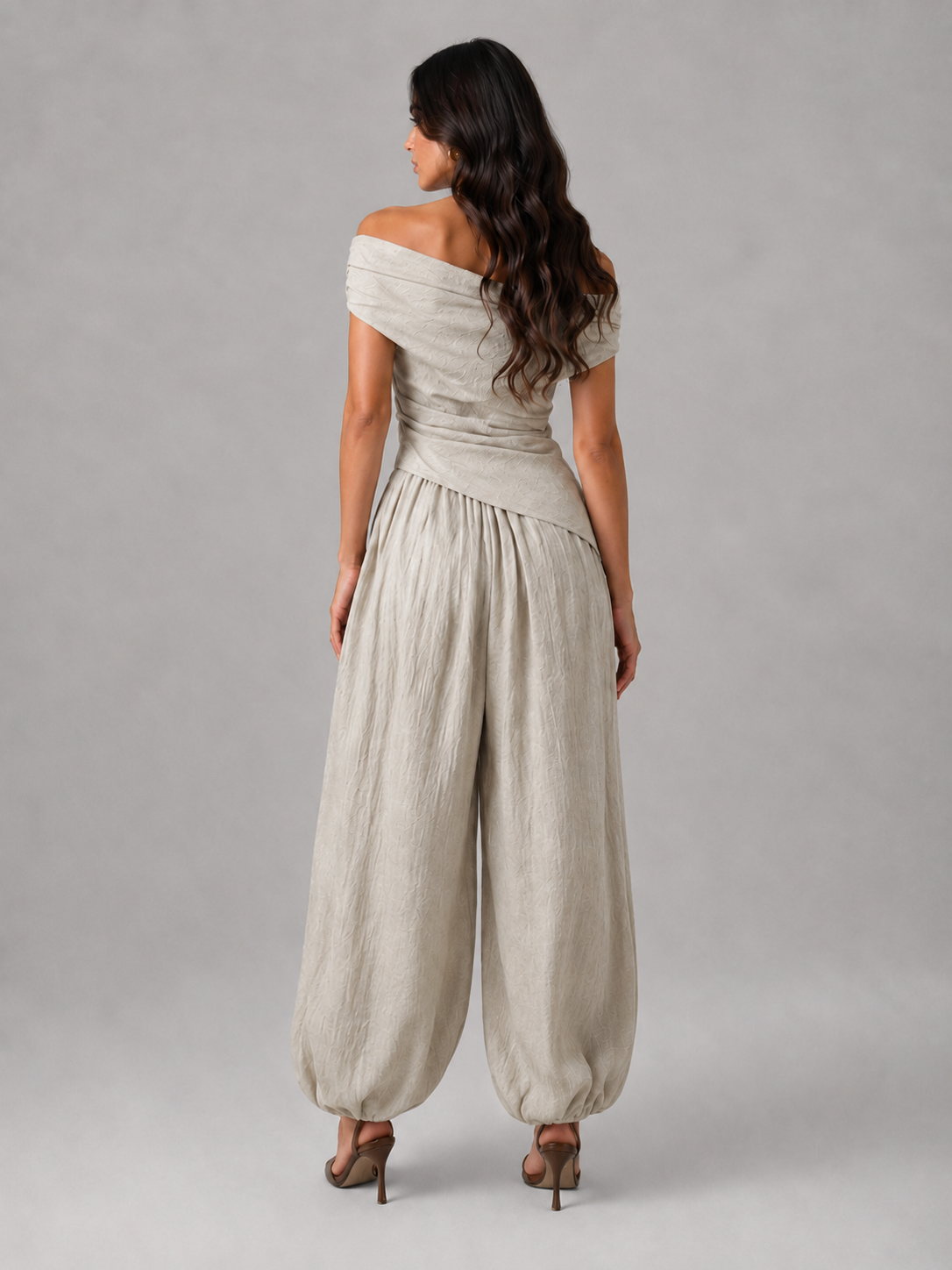 Women’s Off-Shoulder Two Piece Trouser Set