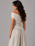Women’s Off-Shoulder Two Piece Trouser Set