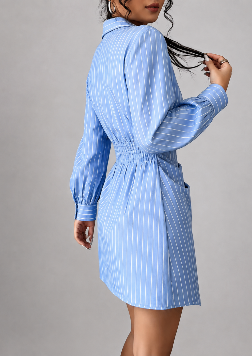 Women’s Striped Mini Wrap Dress with Asymmetrical Hem
